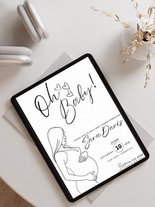 Minimalist Baby Shower Invitation,gender Neutral, Classic Boy or Girl,modern Baby Shower Editable Invite, Minimal Digital Black/white Evite - Etsy Canada