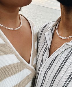 Pearl Necklace With Rose Quartz Handmade Unisex Jewelry Men's Pearl Necklace Trendy Gift for Her Gift for Men Valentine's Day Gift - Etsy Canada