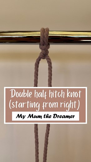 The final reel in the half hitch knot/double half hitch knot series 🙌 How to tie a double half hitch knot…starting from the right side 1. The cord on the right will be the filler cord. Keep the filler cord (cord the knots will be tied around) in your left hand and hold it diagonally over the front of all the working cords. You should always keep hold of this cord in your left hand and keep it straight while you’re working. 2. Take the first working cord (second cord in from the right) and bring