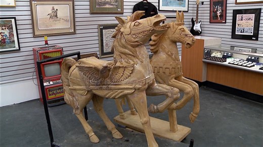 A seller brings in two old fashioned carousel horses that could be worth six figures. | Pawn Stars on History