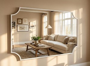 Wide Horizontal Vanity Mirror, Scalloped Corner Wall Mirror, Gold Frame, Fireplace Mantel Mirror, Living Room Decor - Etsy UK