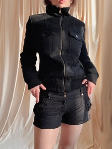 Black Zip Bomber Jacket (SIZE L) - Etsy Australia