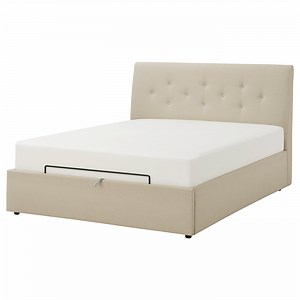 IDANÄS upholstered ottoman bed, Naggen beige, 180x200 cm (707/8x783/4")  - IKEA