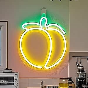 Peach Neon Sign for Wall Decor,LED Cute Neon Light for Teens Kids Room Party Bar Art,Neon Peach Lights for Kids Birthday Holiday Gift,Battery or USB Powered