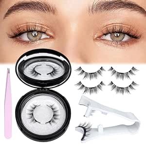 Magnetic Eyelashes with Magnetic Lashes Applicator and Tweezers False Eyelashes Natural Look Reusable Magnetic Manga Lashes No Glue Needed Fake Eyelashes Wispy Lashes with Magnets by GVEFETIEE, Black