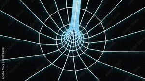 Vidéo Stock Wireframe abstraction. Flying through a virtual tube. background for abstract motion. notion of cyberpunk. Sci-fi continuous animation loop.3D representation. abstract tunnel in 3D