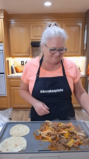 Steak Fajitas #fyp #vallartacarneasadaseasoning #greenpanelectricgriddle #thisisprobablynotwater | Paula French