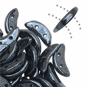 CzechMates Glass, 2-Hole Crescent Beads 10x4.5mm, Hematite (2.5" Tube)