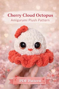 Cherry Cloud Crochet Octopus Pattern | Amigurumi Plush Toy (PDF Pattern) - Etsy