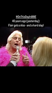 Looking pretty in pink 💕 On World Class Championship Wrestling, Ric Flair asks Sunshine for a kiss, which he gets - only to then gets hit with a hard slap too! #OnThisDayInWWE | On This Day in WWE