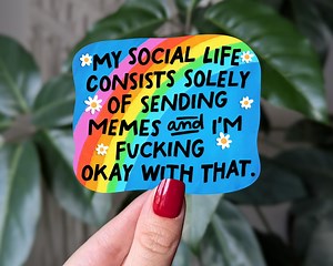 Buy Funny Meme Sticker: Rainbow Vinyl Decal - Social Life Humor Online in India - Etsy