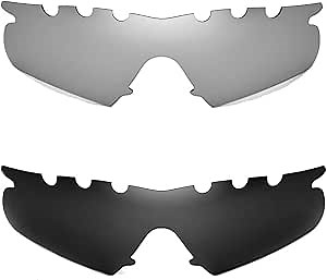 Walleva Polarized Black + Titanium Vented Replacement Lenses for Oakley M Frame Hybrid