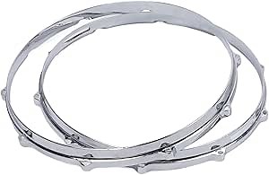 Fockety Drum Hoop, 2pcs Universal 10 Hole 14in Drum Hoop Set, Decorative Alloy Drum Rim Drum Accessories Percussion Instrument Parts Compatible with Most Drum Skins, Easy to Install