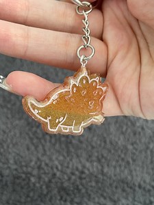 Dinosaur Handmade Epoxy Resin Keyring, Medium, Detailed, Bronze Shimmer - Etsy