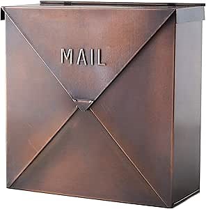 NACH Mailboxes for Outside Wall Mount, 10 x 10 x 4 inch Antique Copper Mail Boxes for House Outside, Waterproof Mailboxes for Outside - Chicago Style Mail Box