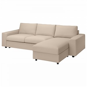 VIMLE 3-seat sofa-bed with chaise longue, with wide armrests/Hallarp beige  - IKEA