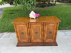 FAUX BAMBOO CONSOLE, Faux Bamboo Cabinet, Faux Bamboo Bar, Coastal Style Faux Bamboo Cabinet - Etsy