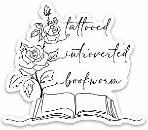 (3PCS) Tattooed Introverted Bookworm Sticker, Bookish Sticker, Kindle Sticker, Mental Health Sticker, Reading Accessories, Book Sticker Books for Adults, Spicy Book Sticker