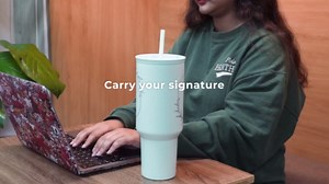 Personalized Monogrammed Tumbler with Handle 40oz, Letter L Tumblers Insulated Coffee Travel Cup, Custom Initial Gift for Women Girls Friends, Monogram Gift for Christmas Birthday Mothers Day
