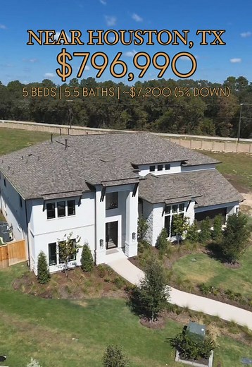 🏡This is what $796,990 gets you 45 minutes from Downtown Houston,TX 🛏 5 Beds / 5.5 Baths Study | 📐 4,193 Sq Ft | 🚗 3-Car Garage 📍 45 minutes from Downtown Houston (Inner Loop) ✈️ 35 minutes from George Bush International Airport ✨ Home Features: 🏛 A Family Room That Makes a Statement: Soaring two-story ceilings, stacked windows flooding the space with natural light, and a *fluted stone fireplace* that steals the show. Built-ins hide the TV for that clean, luxury look. 🍽 A Dining Room With