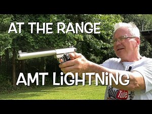 AMT Lightning 22lr target pistol at the range (Ruger MK2 clone)