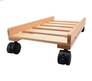 [Hot Item] Wholesale Practical Home Office Furniture Computer Case Rolling Shelf Wooden Stand Rack CPU Wood Stand with Mobile Casters
