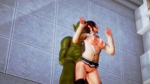 Cute schoolgirl 18 in hentai / ryona act sex with a big fat orc in a public glass garden xxx hot gameplay