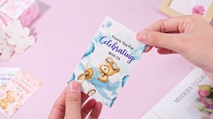 Dunzoom 50 Sets Baby Shower Party Gifts for Guests Little Bear Shaped Seed Paper Handmade Flower Petals Tags Plantable Wildflower Seed Paper Recycled Thank You Cards and Organza Bags for Party Favors