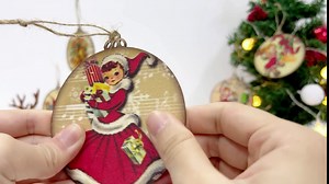 Christmas Wooden Ornaments Santa Reindeer Wooden Pendant 27PCS Christmas Wooden Hanging Craft Ornaments for Country Farmhouse Christmas Tree Decorations Xmas Party Decorations