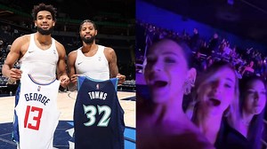 Watch: Karl-Anthony Towns' girlfriend Jordyn Woods and Paul George's wife Daniela Rajic vibe together at Usher's concert