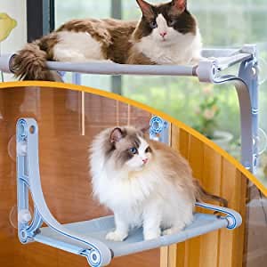 Cat Window Perch - Cat Hammock 360 Degree Sunbath Cat Window Bed for Indoor Resting Heavy Duty Suction Cups , Cat Window Seat Holds up to 50 lbs