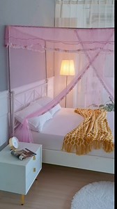 Canopy Bed Curtains Twin - 4 Corner Canopy for Beds, Bed Canopy for Girls Adult, Bedroom Decor (Twin Size, Light Blue)