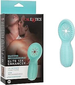 CalExotics Silicone Rechargeable Elite 12X Enhancer – Rechargeable Pleasure Ring – Waterproof Massager Sex Toy for Couples – Blue