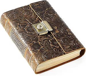 AIGUONIU Diary with Lock for Women & Men, Pages Lockable Journal - Leather Journal Writing Notebook (A6 DH Brown)