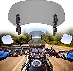 Motorcycle Windshield Extension Universal Clip on Windshield Spoiler Clamps Adjustable Windscreen Extension Grey