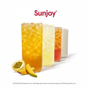 COMING MONDAY! 🥭⭐️ Say hello to a splash of paradise: Mango Passion Sunjoy! This sweet line up of Mango Passion Sunjoy, Lemonade, Ice Tea, and Frosted will be coming to Chick-fil-A Outlet Shoppes at Atlanta on Monday Jan, 8th! Avaliable for mobile order & Chick-fil-A Delivery We can't wait to serve you smiles 😊 | Chick-fil-A Outlet Shoppes at Atlanta