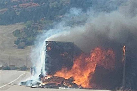 Semi-truck and trailer catch fire near Lava Hot Springs - East Idaho News