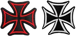 Cute-Patch Iron Cross Maltese Gothic Embroidered Iron on sew on Patches Badge for Biker Vest
