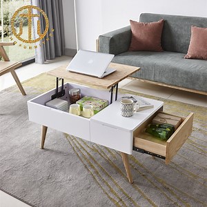 [Hot Item] Home Simple Metal Legs Liftable Coffee Table Multifunctional Coffee Table