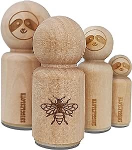 Bee Drawing Rubber Stamp for Stamping Crafting Planners - 3/4 Inch Small