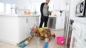 Big boobs grandma Sally D'Angelo gets fucked in the kitchen