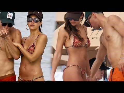 Jessica Alba in bikini at the beach in Miami
