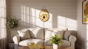 Pinkunn Wooden Bee Sign Decoration Welcome to Our Hive Bee Wall Plaque Honey Bees Hanging Welcome Sign Farmhouse Hive Honeycomb Decor for Home Wall Pediment Front Door Porch Garden Shop Indoor Outdoor