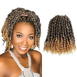 Niseyo 10 Inch Passion Twist Hair Pre-twisted 8 Packs Pre-looped Crochet Passion Twist Crochet Hair Short Braids (8Packs, T27/Ombre Honey Blonde)