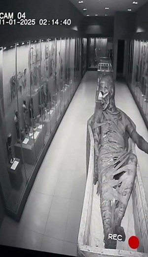 CCTV Inside Egyptian Museum: Mummy Moved After Opening #EgyptianMuseum #CCTV #Mummy #shorts