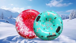 2 Pack Snow Tubes for Kids and Adult, 35In Inflatable Toddler Snow Sled Heavy Duty with Handles, Outdoor Winter Gifts Sports Toys for Boys Girls Family Activities