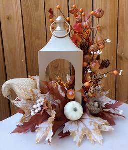 Autumn Centerpiece, Autumn Lantern, Fall Table Decor, Pumpkins and Mushrooms - Etsy