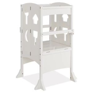 [Hot Item] High Quality Adjustable White Folding Kitchen Kids Step Ladder Stool Wooden Toddler Safety Tower Helper
