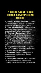 7 Truths About People Raised in Dysfunctional Homes 易➡️ Growing up...