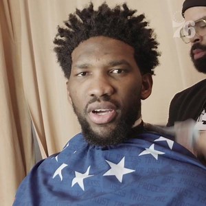 Joel Embiid with a message for fans before getting trimmed up for NBA All-Star Weekend! | Philadelphia 76ers